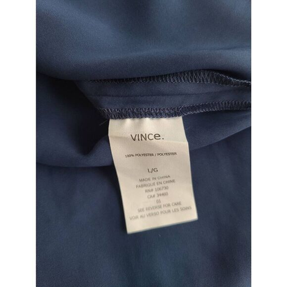 Vince Mini Shirt Dress Womens Large Blue Sleeveless Elastic Wasit 100% Polyester - Picture 7 of 8